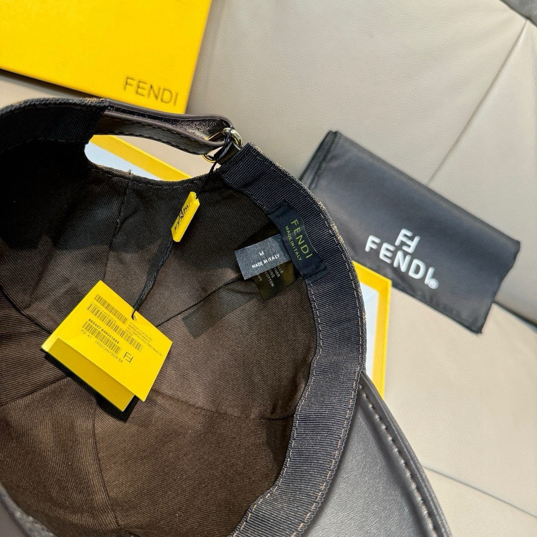 Black cap with adjustable strap and tags, interior lining visible