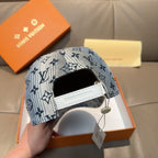 Louis Vuitton denim-blue cap back with white strap and monogram print