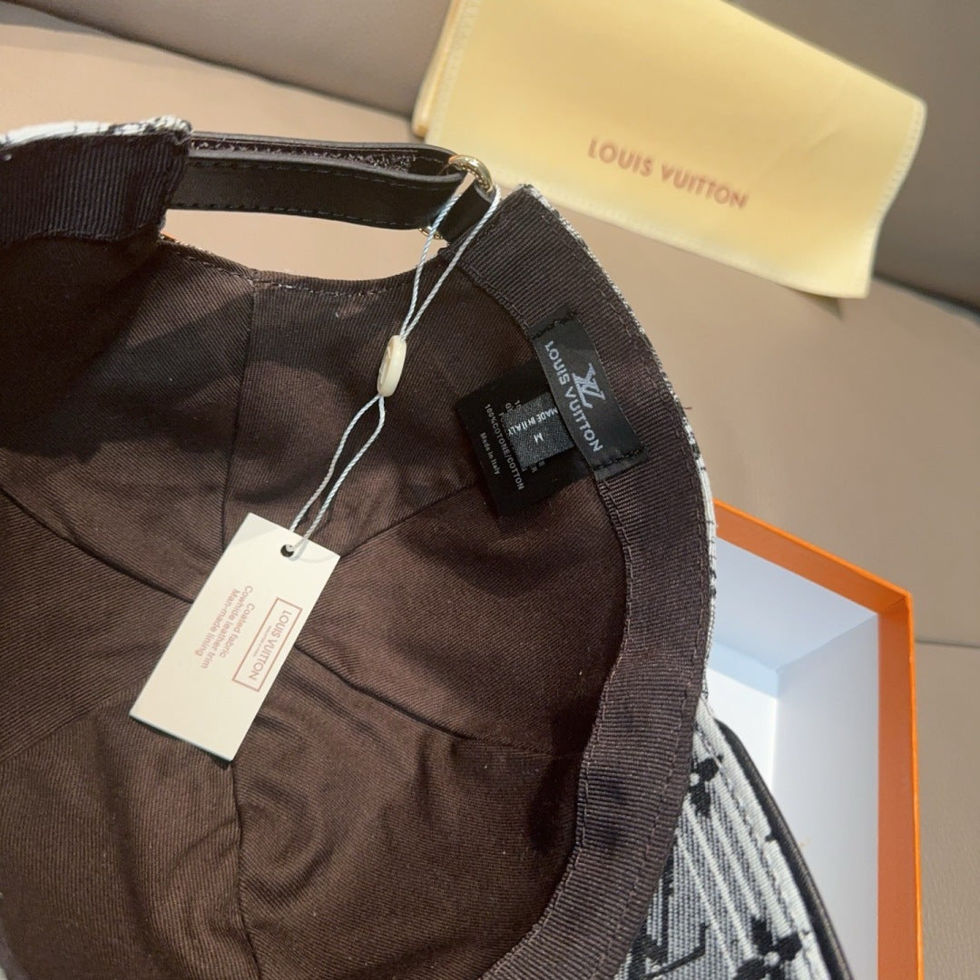 Louis Vuitton cap lining with tag attached inside the crown