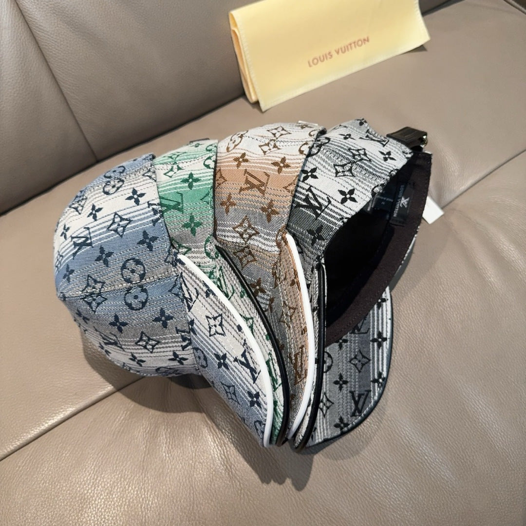 Louis Vuitton baseball cap with multicolor monogram print and dark interior strap