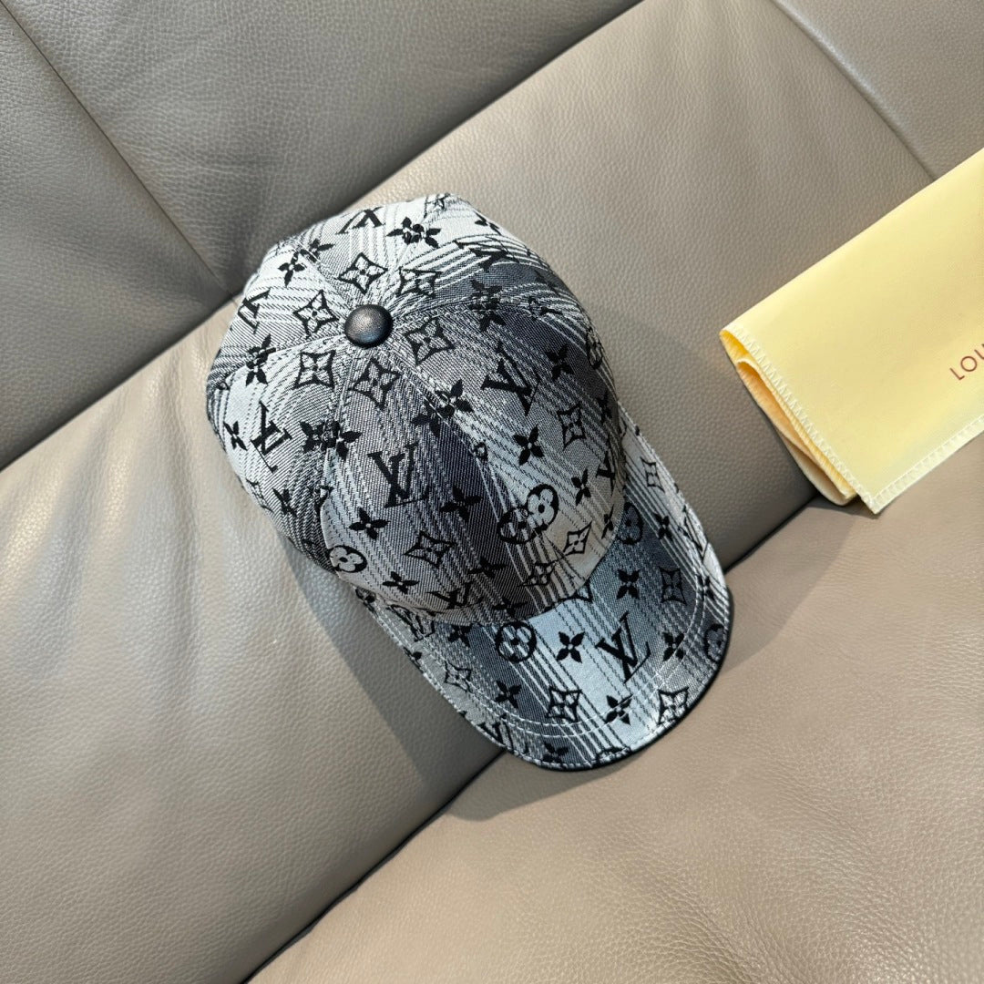 Louis Vuitton monogram-print baseball cap with dark button at crown