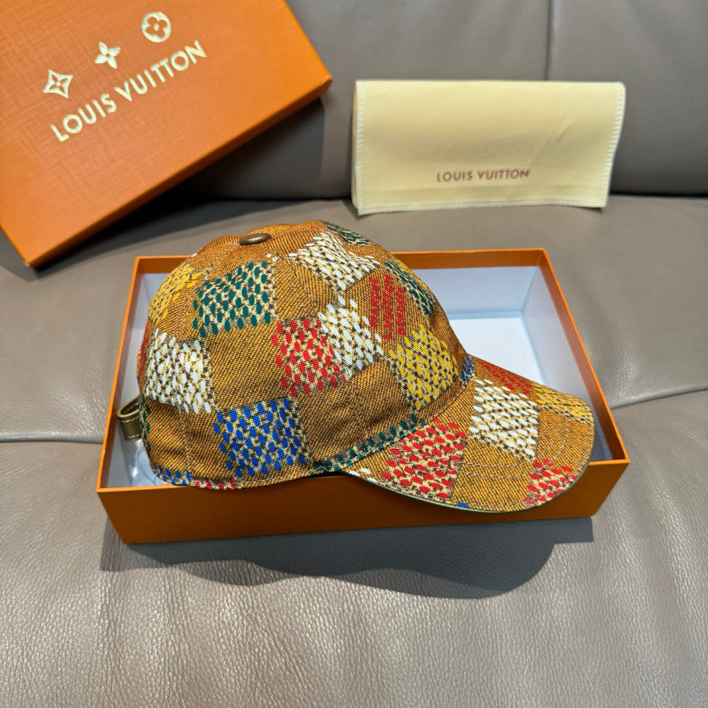 Louis Vuitton cap, multicolor patchwork with curved brim and front panel