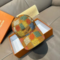 Louis Vuitton cap, multicolor patchwork fabric with metal snap button