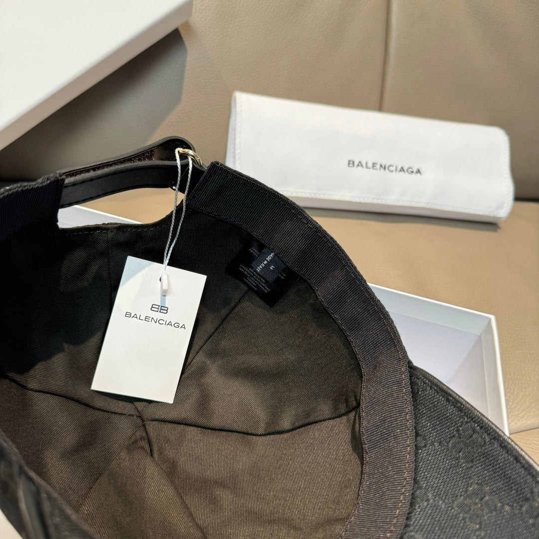 Balenciaga cap fabric interior and adjustable strap, with Balenciaga tag attached