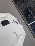 White Versace long-sleeve T-shirt with sleeve logo and hang tag
