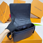 Louis Vuitton men’s shoulder bag, dark blue leather with top zip and adjustable strap