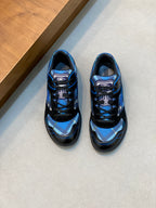 Blue and black mesh sneaker with lace-up front and padded collar, Burberry