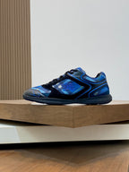 Lace-up low-top sneaker in blue and black with chunky rubber sole, Burberry