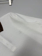 Fendi long-sleeve polo shirt, white, chest logo and buttoned placket