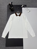 Fendi long-sleeve polo shirt, white, button placket and stand collar