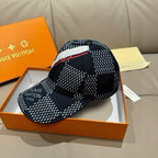 Louis Vuitton baseball cap, black with white dotted geometric pattern and curved brim