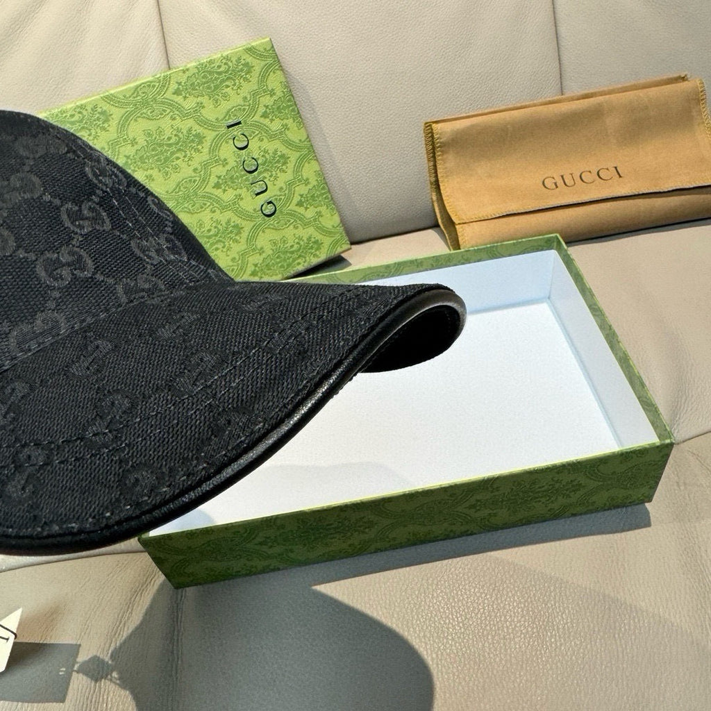 Black Gucci GG monogram cap brim and side panel detail