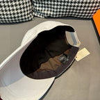 Louis Vuitton white baseball cap interior with dark lining and curved brim