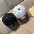 Louis Vuitton caps set: white and black caps with Supreme logo and monogram brim
