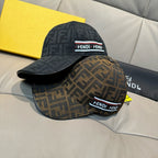 Fendi caps set: black and dark brown logo baseball caps with FENDI bands