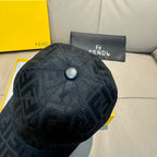 Fendi black patterned baseball cap with round button crown