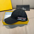 Fendi black logo baseball cap with adjustable strap and embroidered FENDI bands