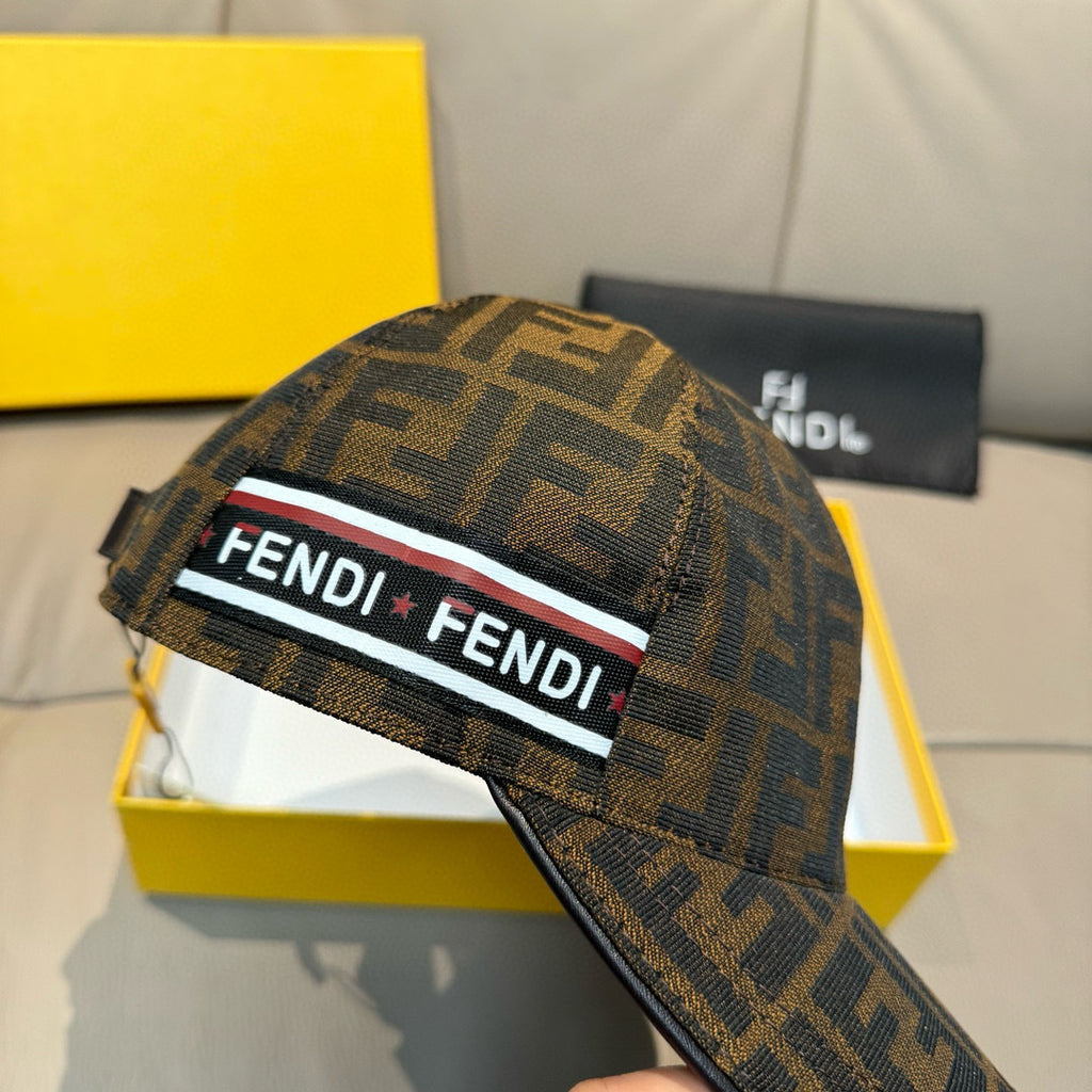 Fendi baseball cap with FF monogram and FENDI striped logo band