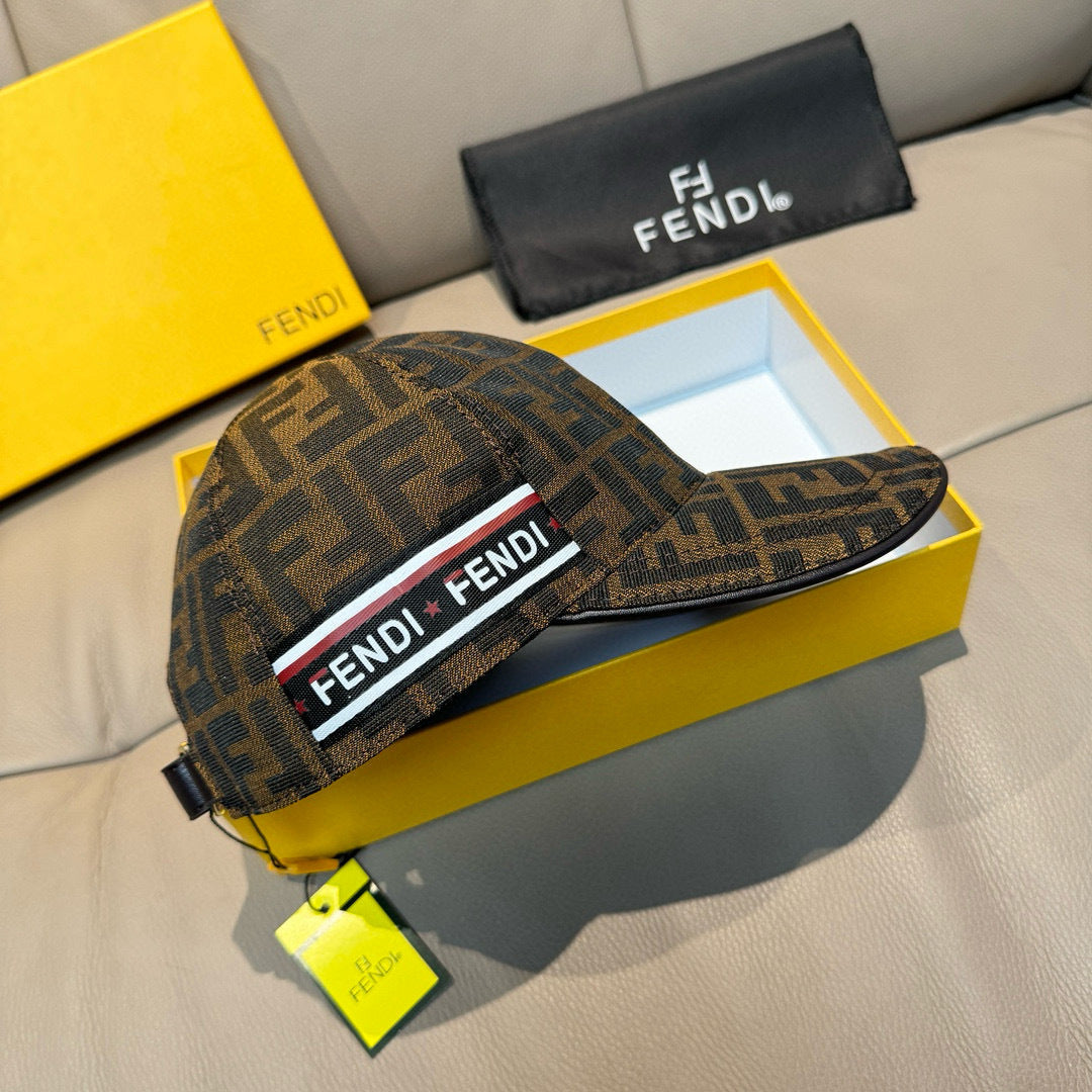 Fendi baseball cap with FF monogram, FENDI-striped band, adjustable strap
