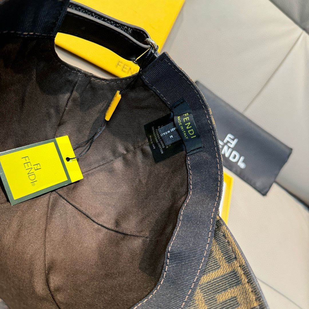 Fendi canvas cap with adjustable strap and FENDI label patch