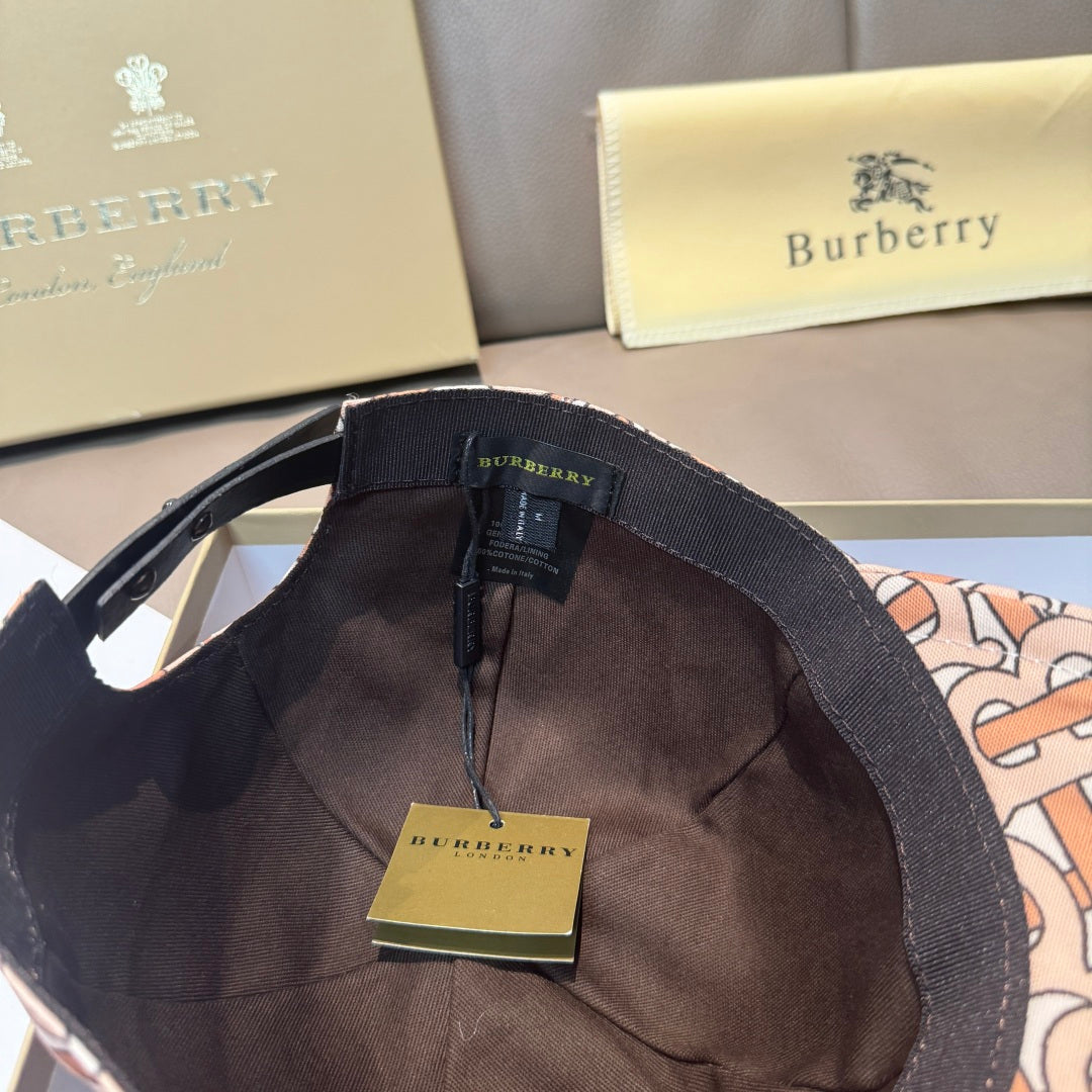 Black baseball cap interior with adjustable strap and Burberry hanging label