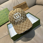 Gucci GG canvas baseball cap in beige with GG print and white logo