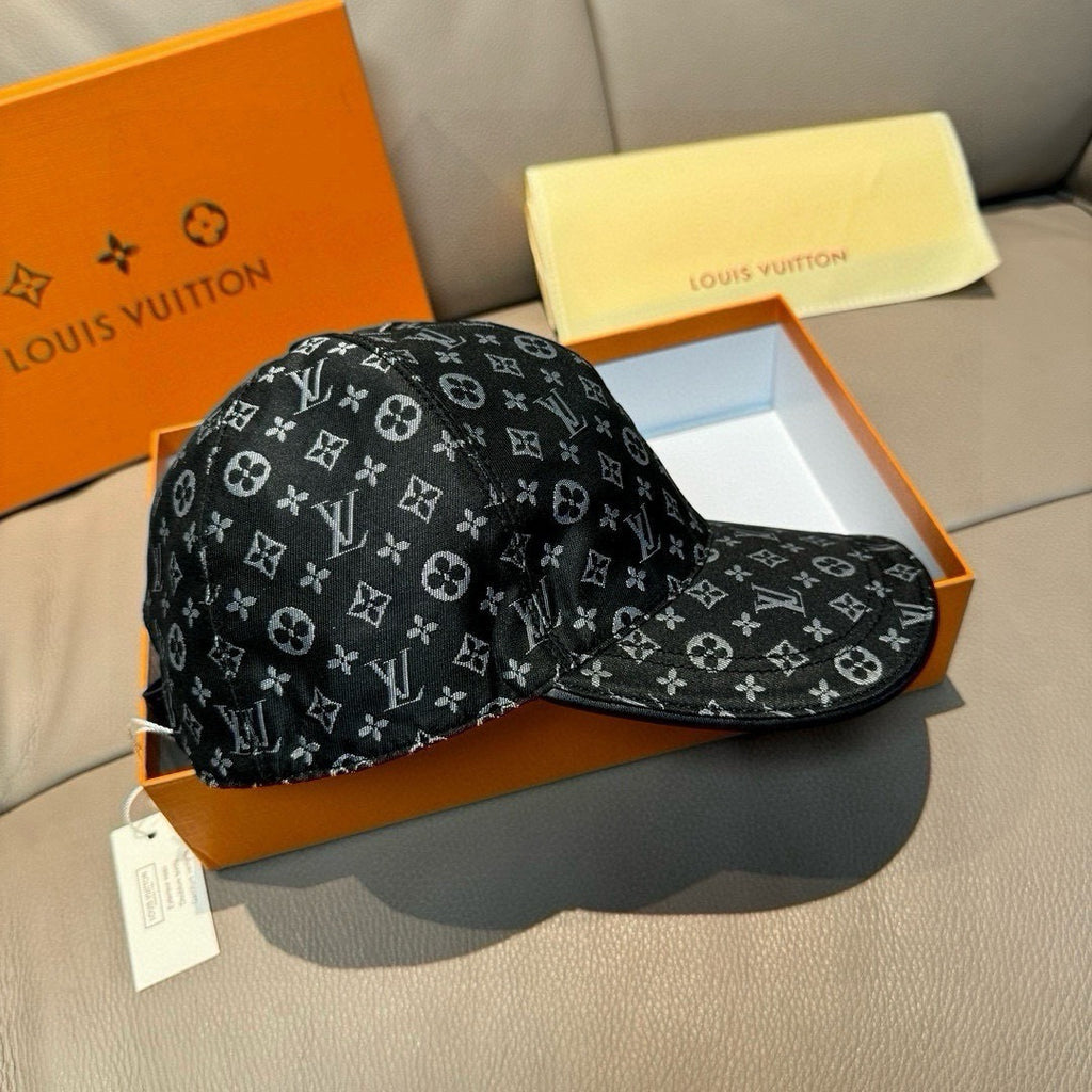 Louis Vuitton monogram baseball cap, dark navy with white pattern and curved brim