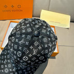 Louis Vuitton monogram baseball cap, dark navy with white pattern and top button