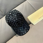 Louis Vuitton black monogram baseball cap, curved brim