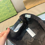 Gucci baseball cap interior, black lining with strap buckle and attached tags