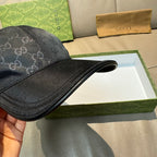 Gucci baseball cap, black GG-print with curved brim and stitched edge detail
