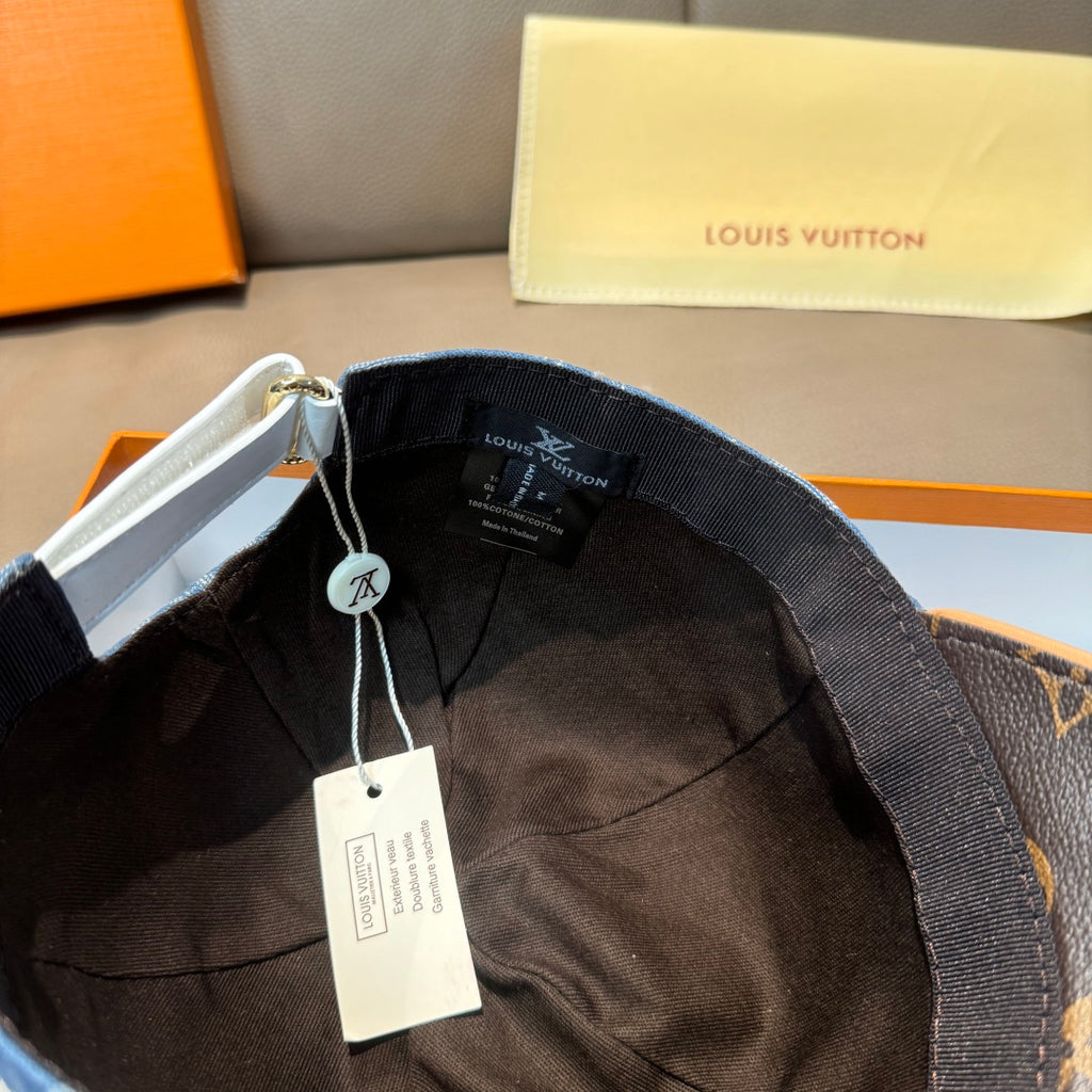 Louis Vuitton cap inside view, black interior with Louis Vuitton label tag
