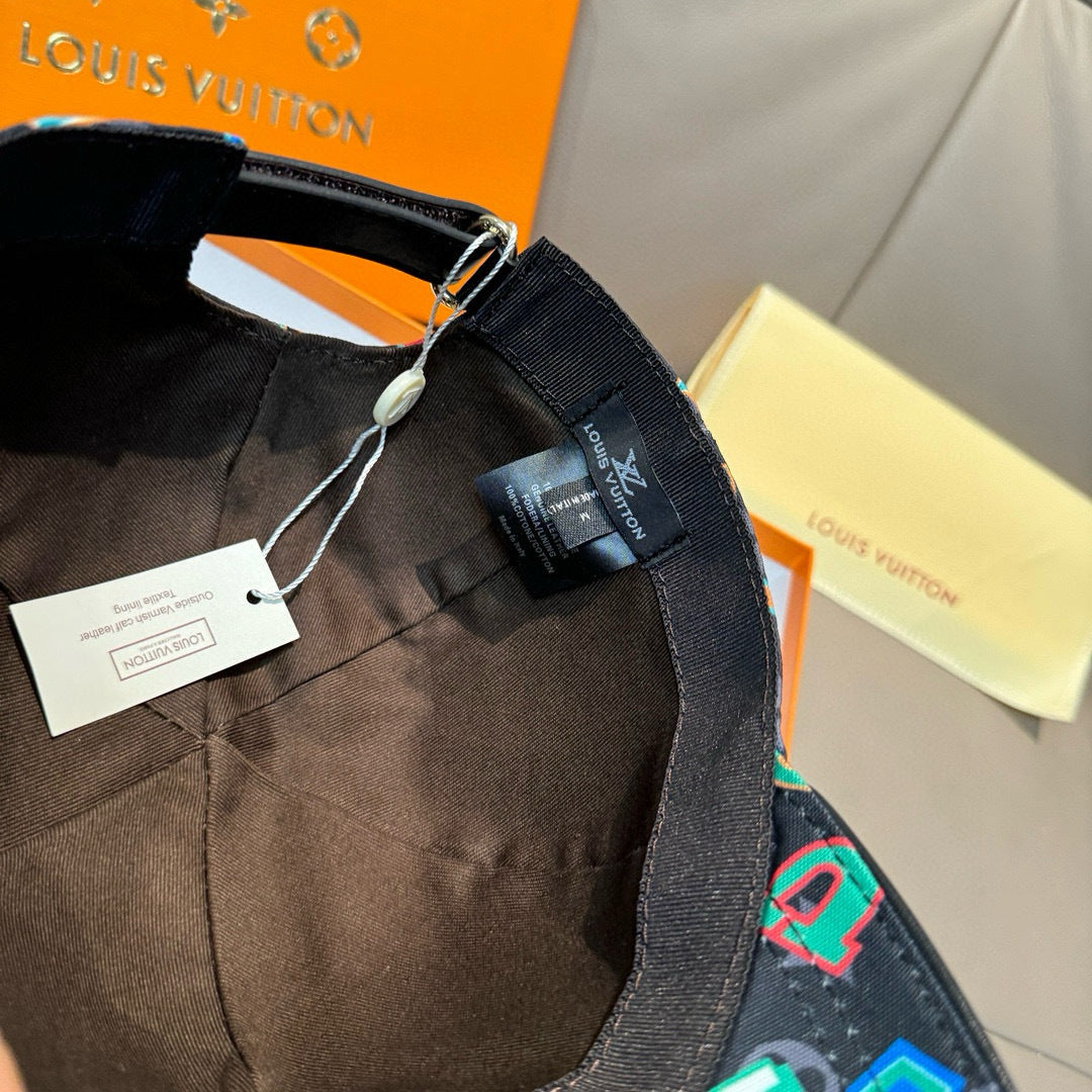 Black baseball cap interior with woven band and hanging label tag.