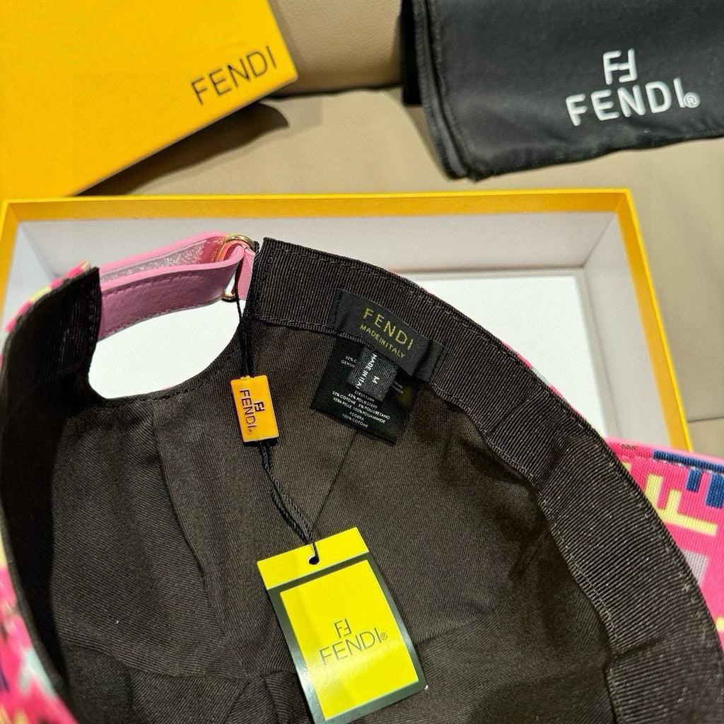 Fendi cap interior view with adjustable strap and size label
