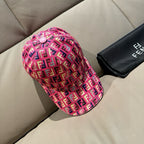 Fendi pink FF logo baseball cap with curved brim, side profile