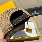 Beige logo cap with black interior strap and metal buckle