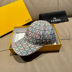 Fendi multicolor FF baseball cap with patterned crown and light brim underside