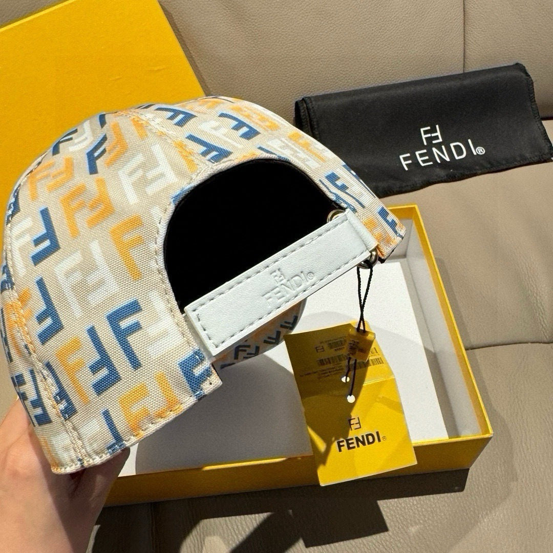 Fendi baseball cap with white FF monogram fabric and light inner band strap