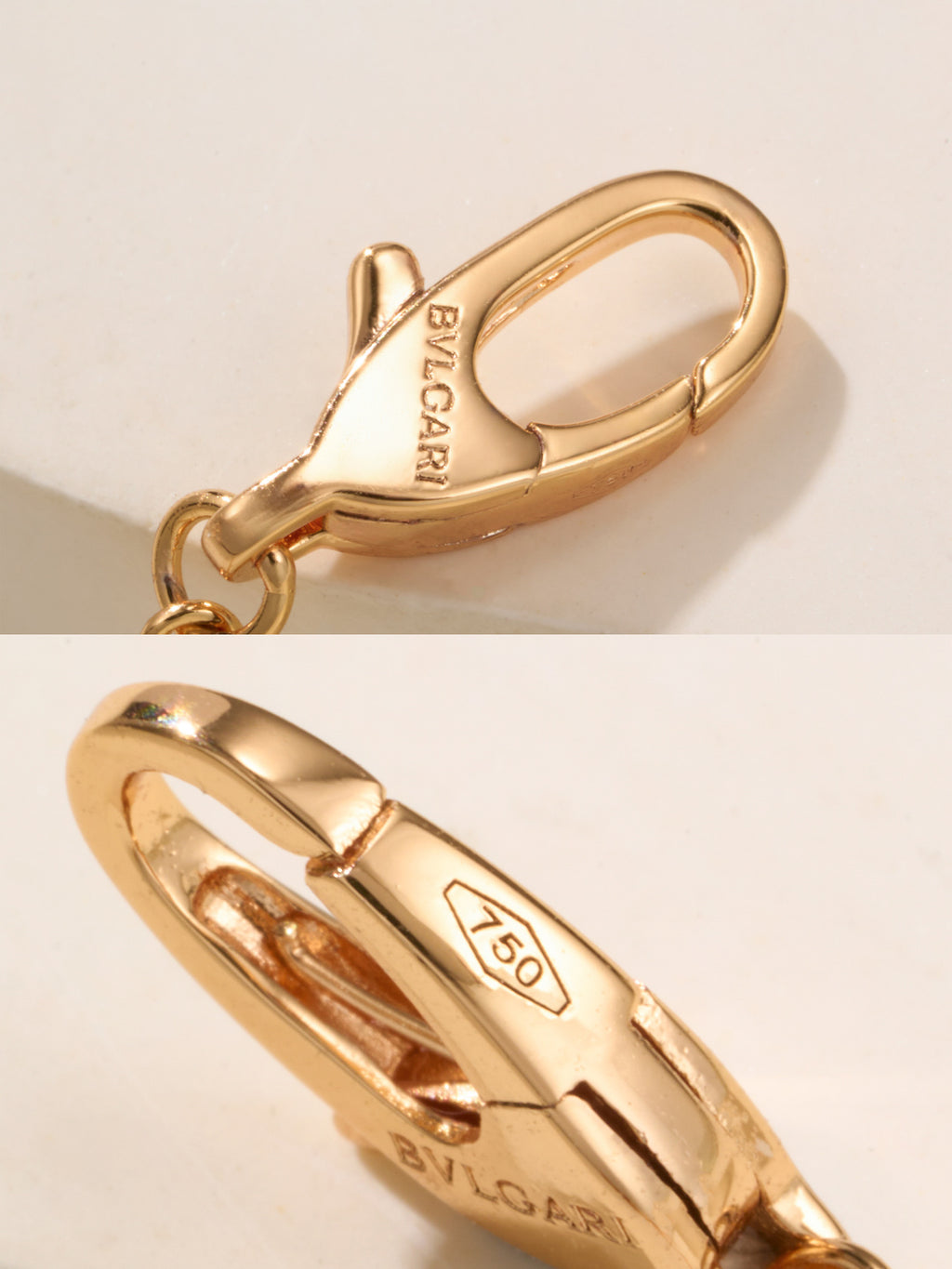 Gold-tone Bvlgari keychain clip with BVLGARI engraving