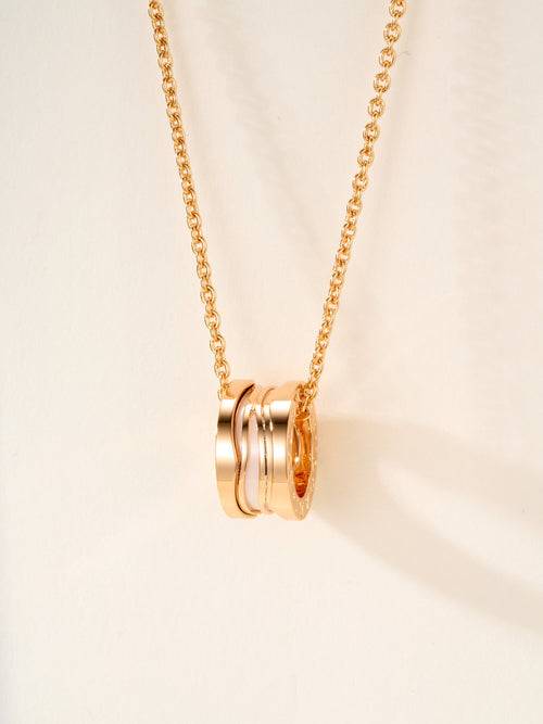 Bvlgari gold-tone pendant necklace with single stacked ring charm