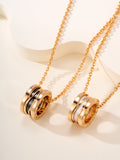Bvlgari gold-tone pendant necklace with stacked ring charms on chain