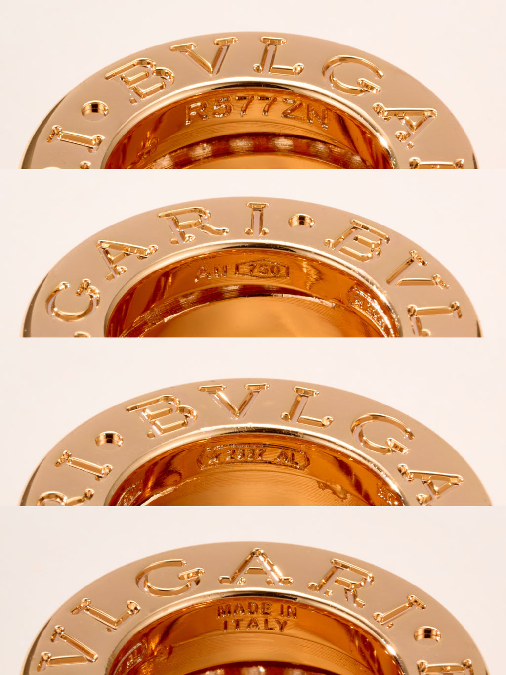 Bvlgari gold pendant disc with engraved Roman letters and 'ITALY'