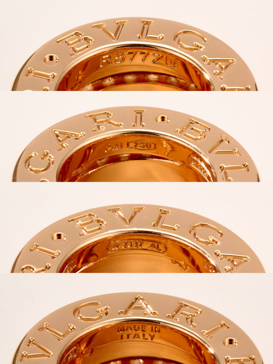 Bvlgari gold pendant disc with engraved Roman letters and 'ITALY'