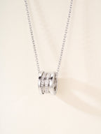 Bvlgari silver necklace with faceted circular disc pendant