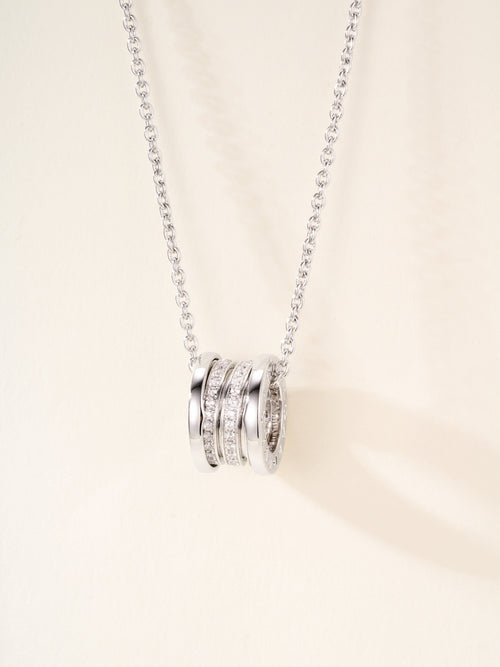 Bvlgari silver necklace with faceted circular disc pendant