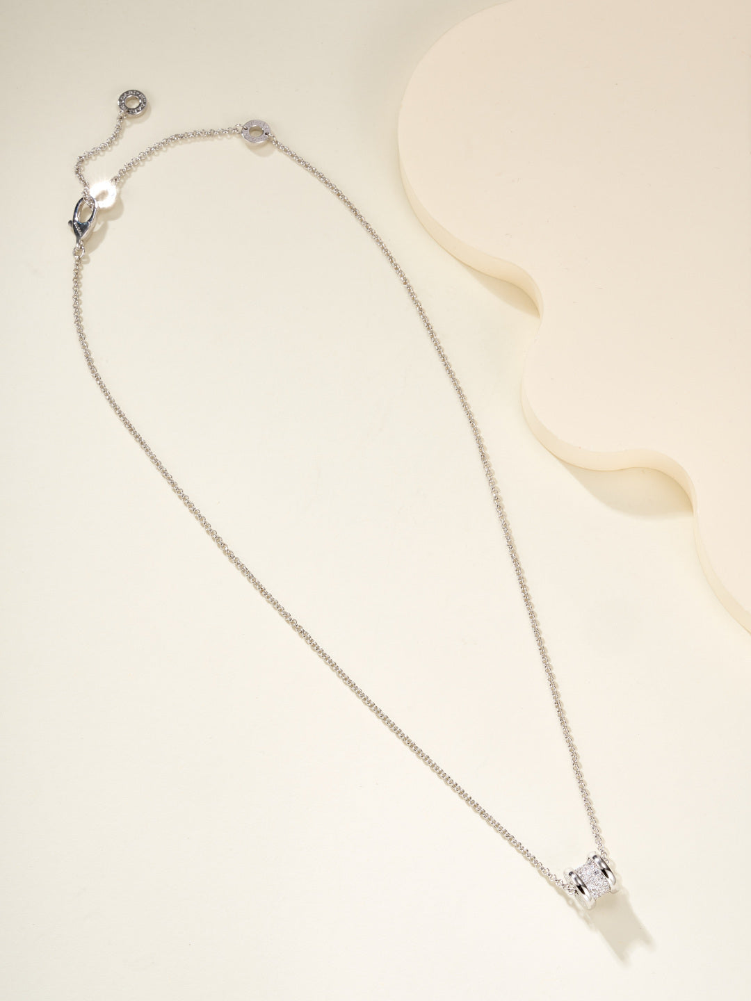 Silver chain necklace with small round clasp hardware