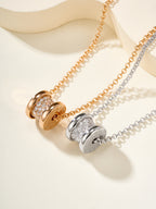 Two-tone necklace set with gold and silver pavé tube charms on chain