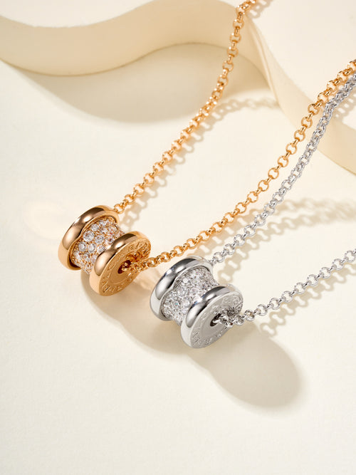 Two-tone necklace set with gold and silver pavé tube charms on chain