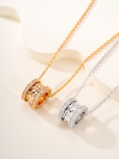 Gold- and silver-tone hoop pendant necklaces with pavé crystal accents