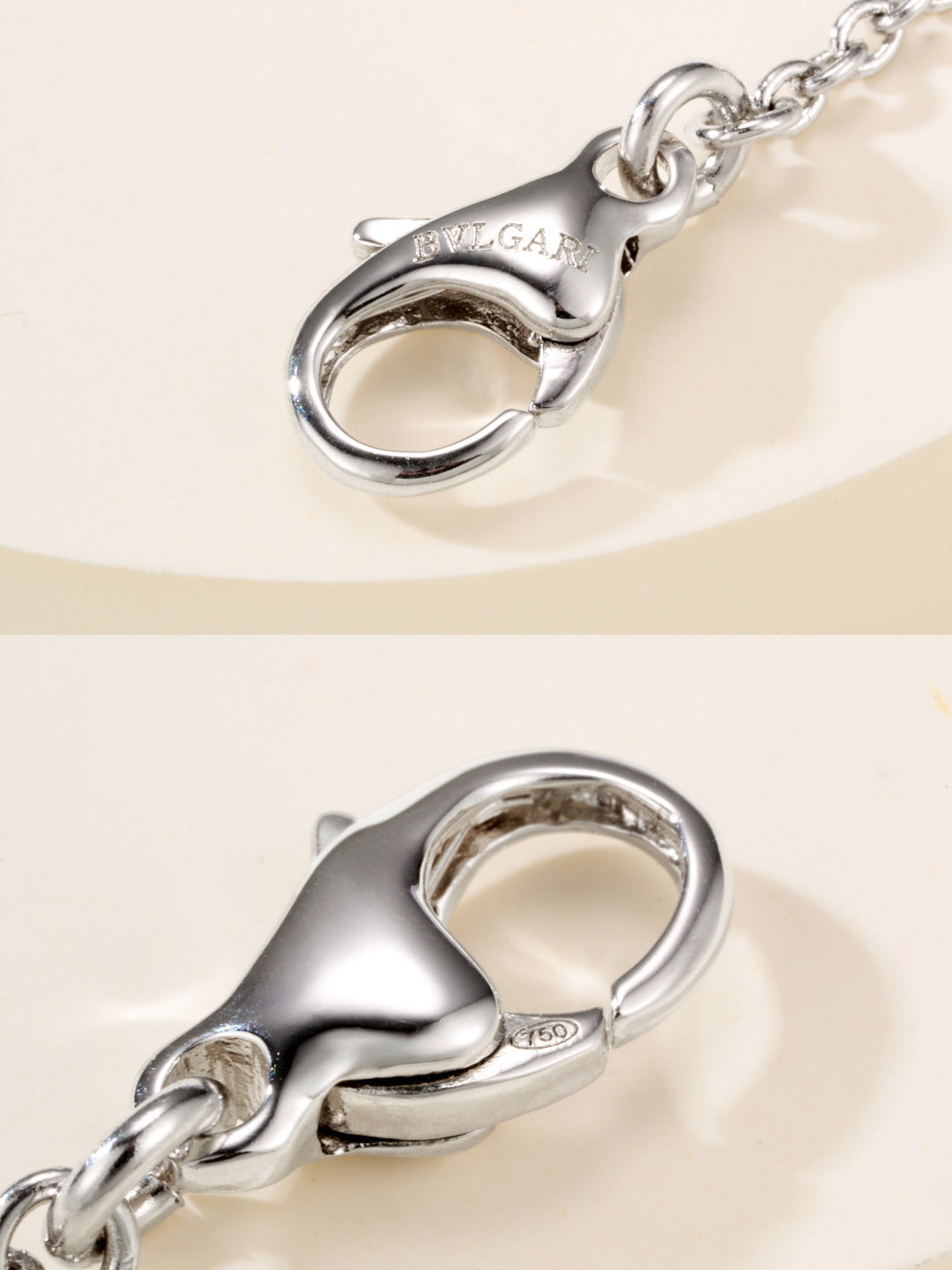 Bvlgari silver-tone lobster clasp with ring connector on chain